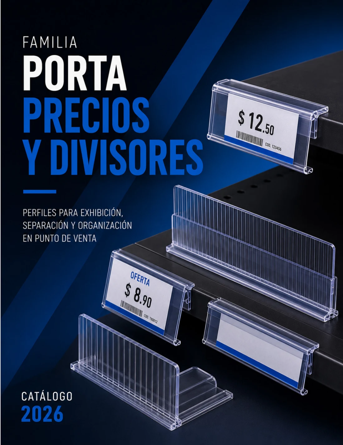Porta precios y divisores: imagen del catálogo 2026